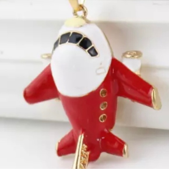 Red/White Airplane Necklace - Picture 2 of 2